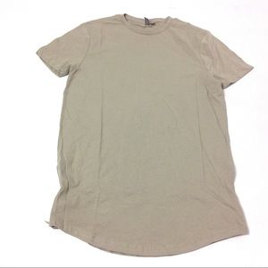 Asos Longline Relaxed Tee Larry Zip Hem XS Tan